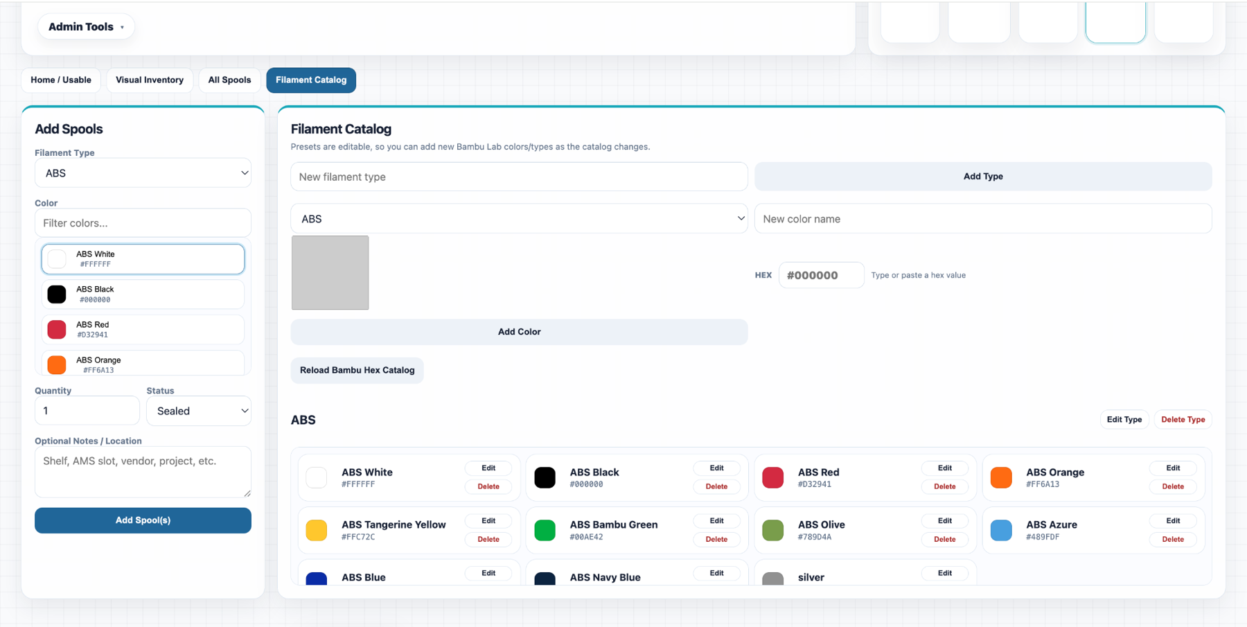 All spools searchable lifecycle table